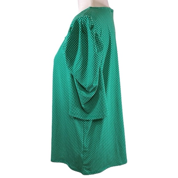 NWT- Adrianna Papell- Green Polkadot Puff Sleeve Square Neck Blouse- Size XL - Picture 5 of 8